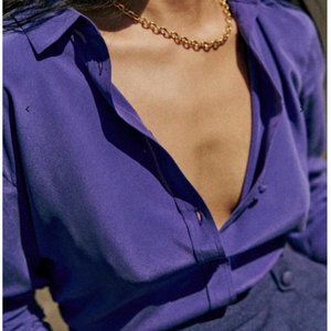 New Ann Silk Shirt Mauve Size 42 US 10